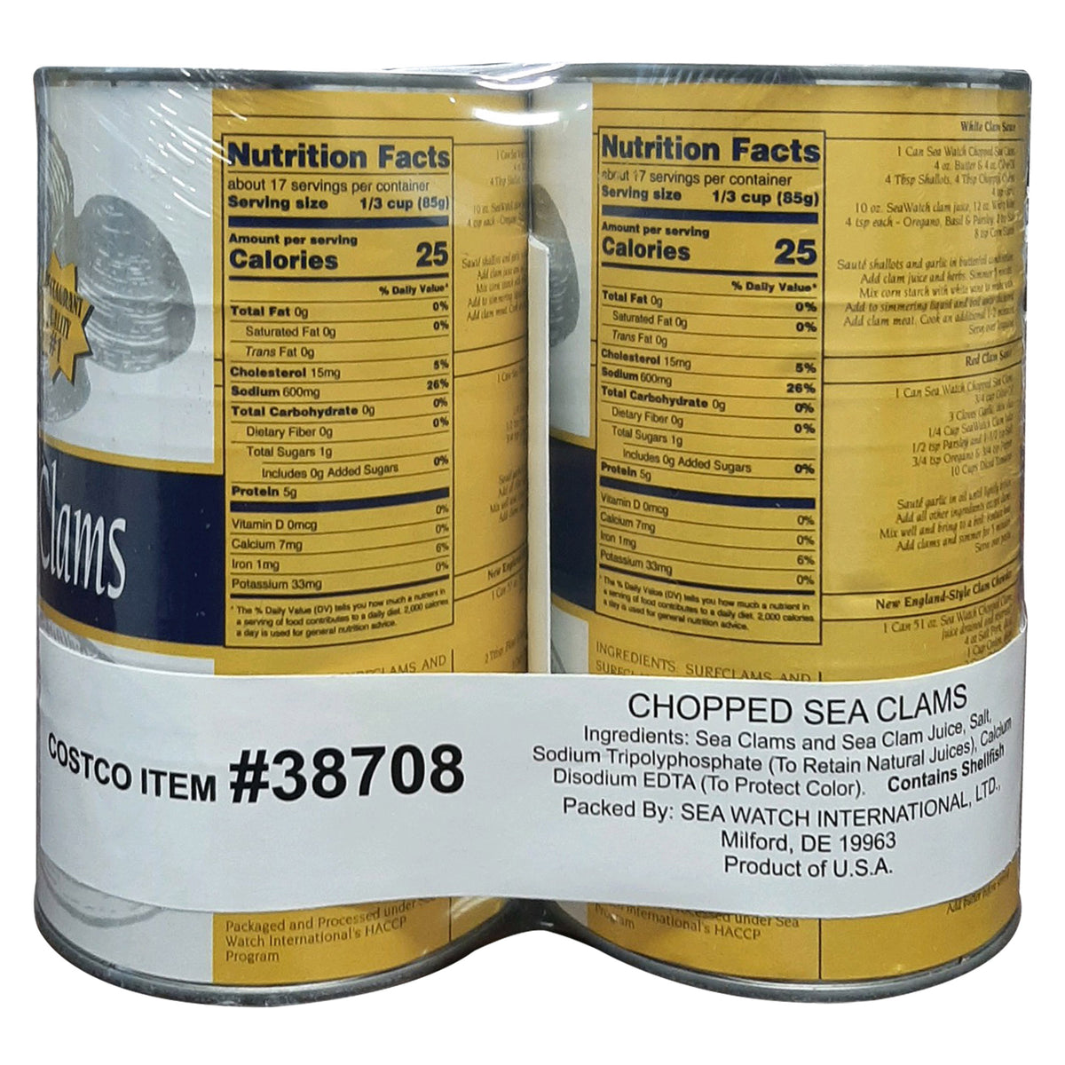 Sea Watch, Chopped Sea Clams, 51 oz, 2-Count