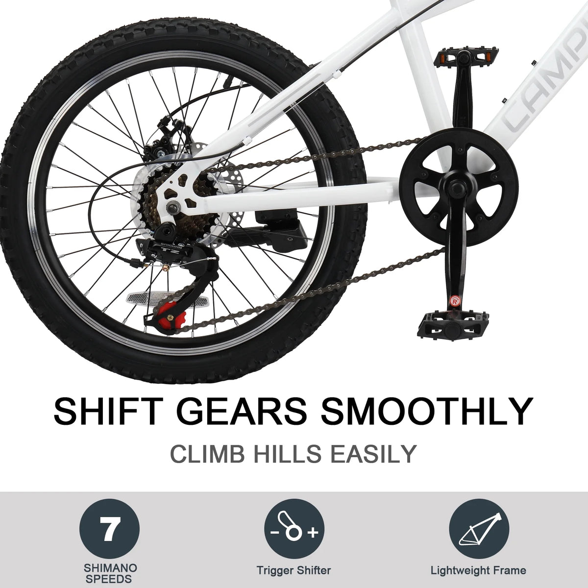 Ktaxon 20" Mountain Bike, 7 Speed Bike with Disc Brakes, Black
