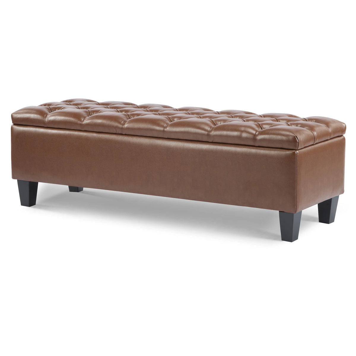 Furniliving Modern Upholstered Button Tufted Storage Ottoman Entryway Bench, Ivory
