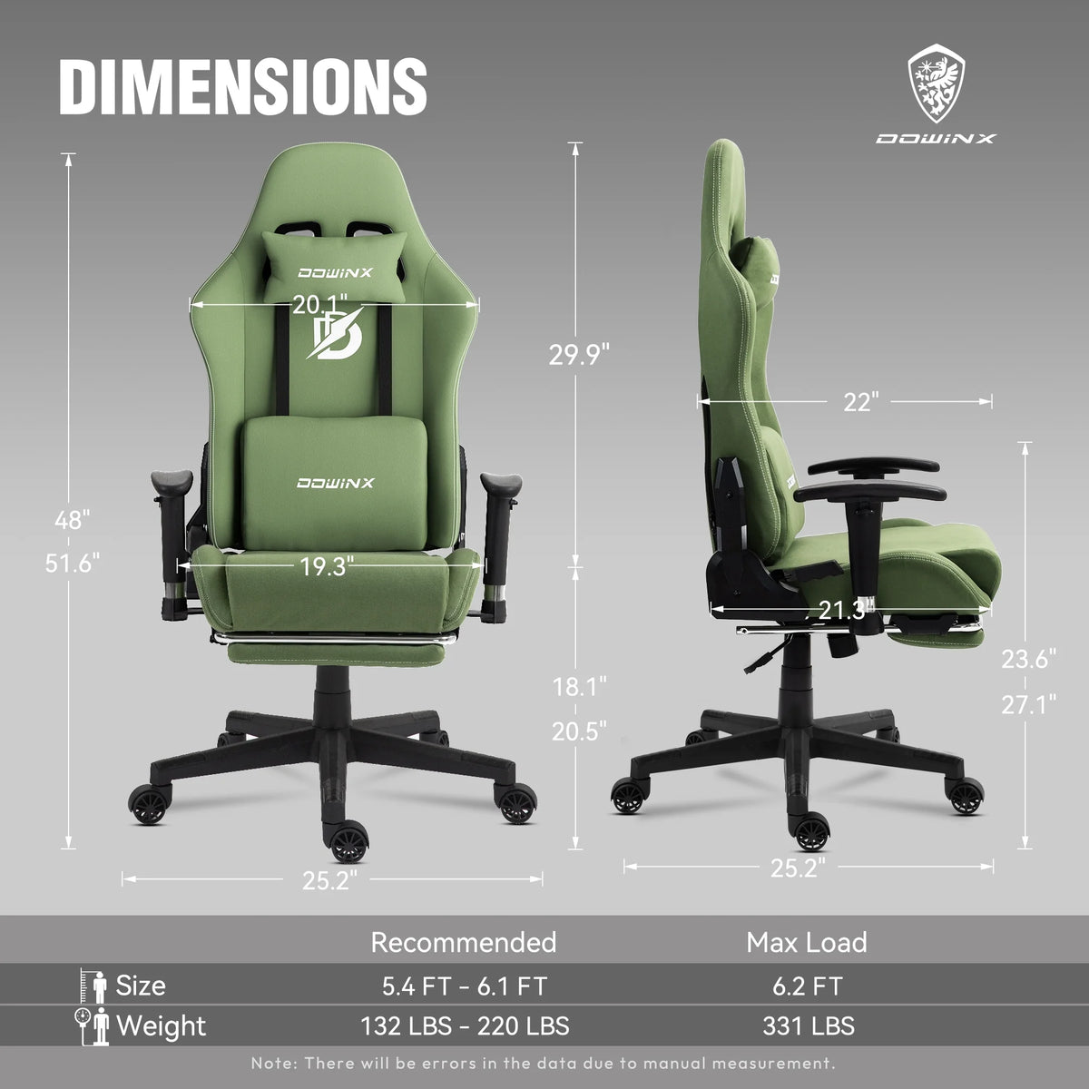 Dowinx Computer Gaming Chair with Pocket Spring Cushion and 4D Armrests for Office,Breathable Fabric High Back Ergonomic Task Chair with Footrest , Massage Lumbar Support Black