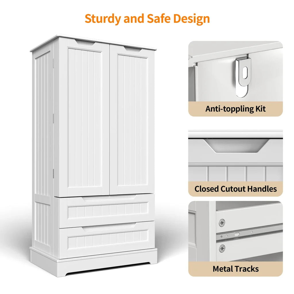 Aiho 47" Kitchen Pantry Storage Cabinet for Kitchen Dining Room - White