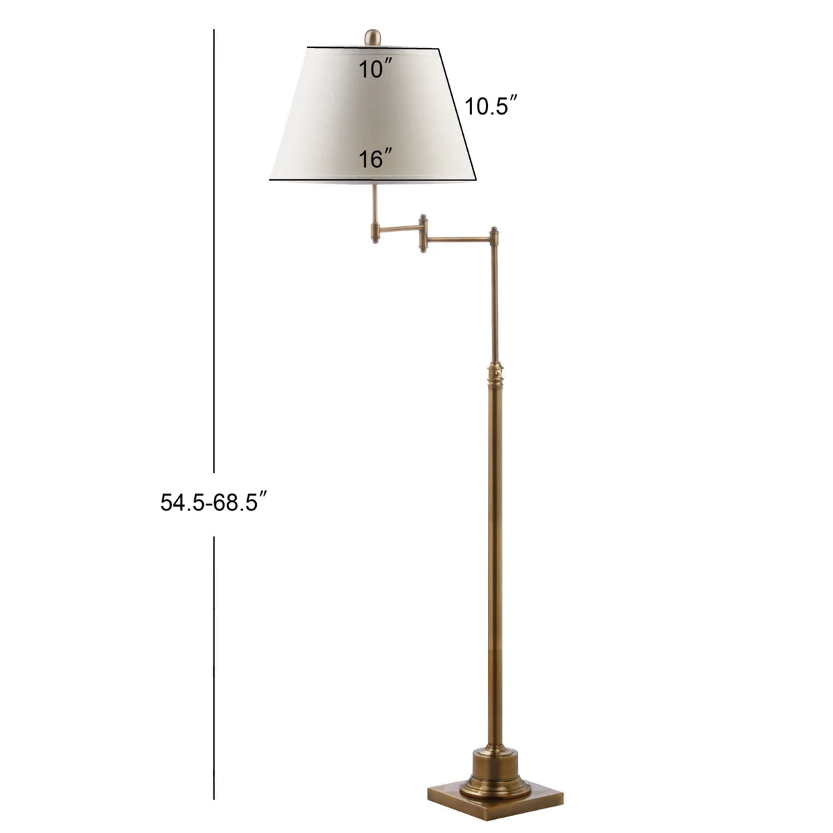 SAFAVIEH Ingram 68.5 in. H Solid Glam Swivel Floor Lamp, Gold