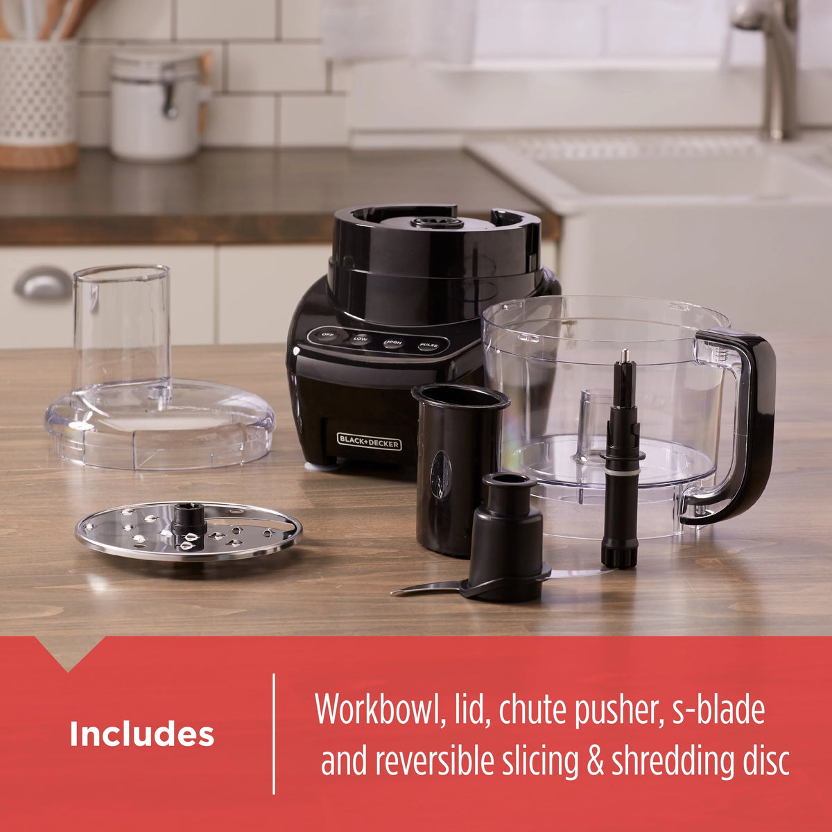 BLACK+DECKER Easy Assembly 8-Cup Food Processor, Black, FP4200B