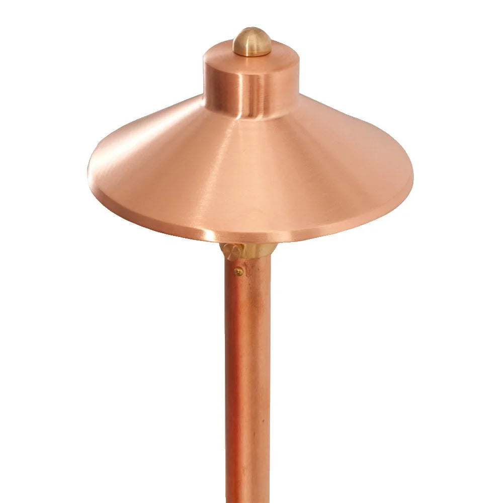 VOLT Flat Hat 12V Brass Path Light (7" Shade, 25" Tall)