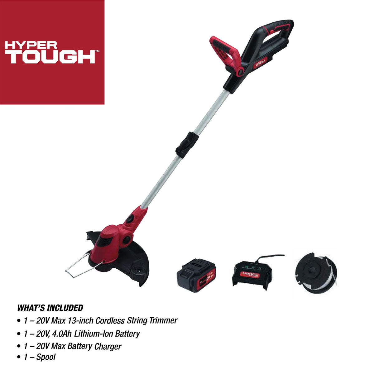 Hyper Tough 20V Max Cordless 13-inch Battery Powered String Trimmer, HT22-401-03-05