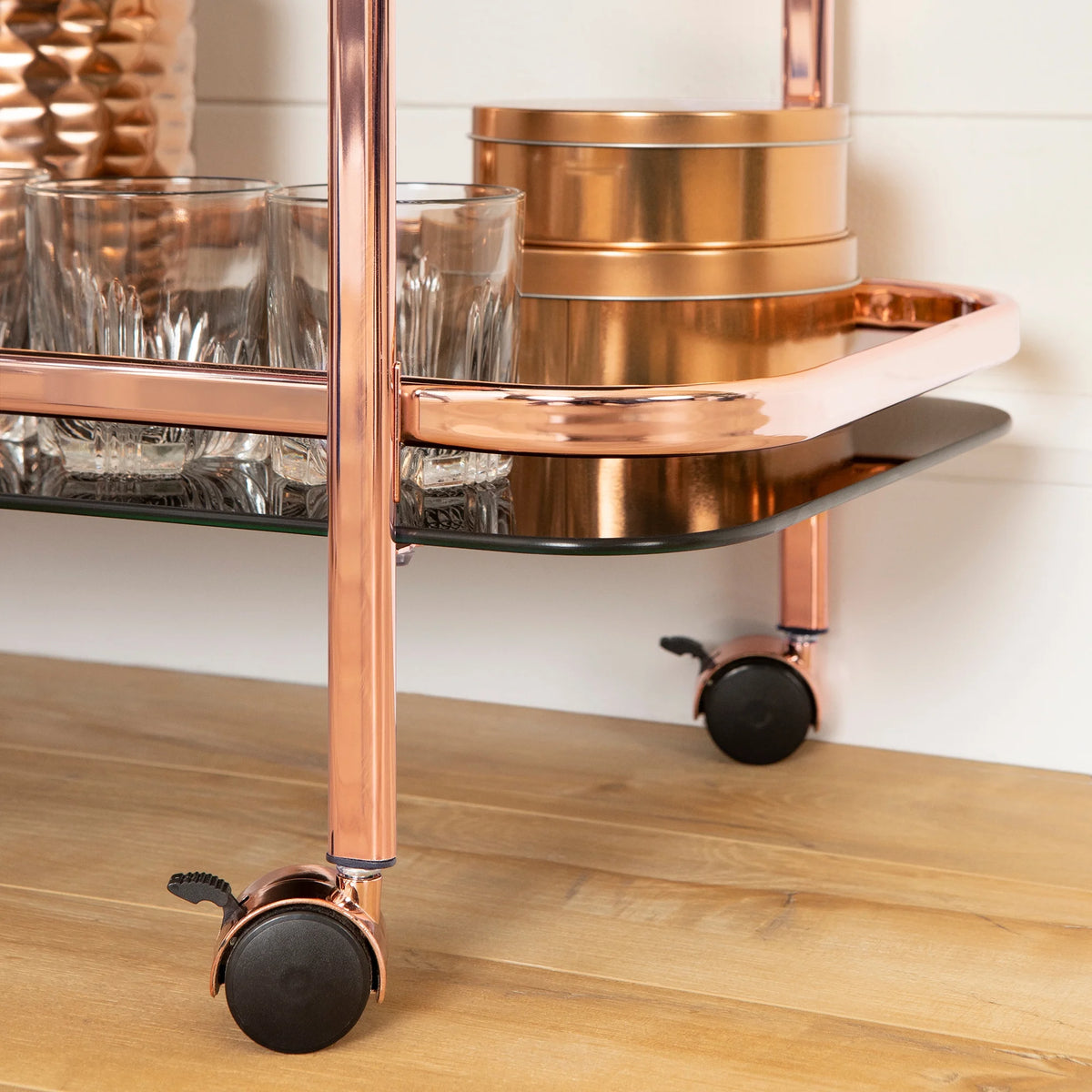 South Shore Maliza Bar Cart, Gold/Clear