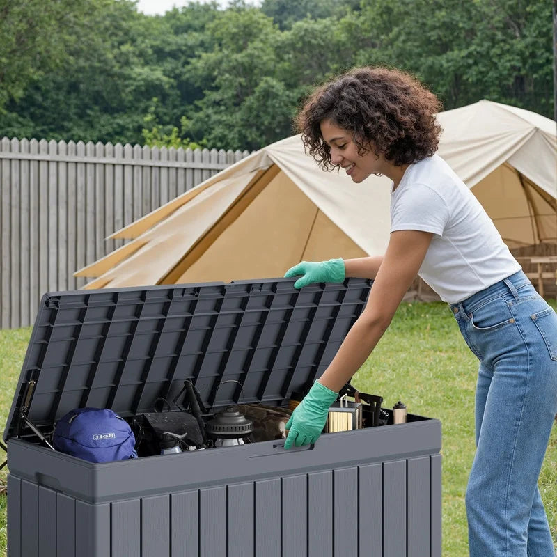 Homall 82 Gallon Outdoor Storage in Resin Deck Box 45.66in Width Lockable Deck Box, Black
