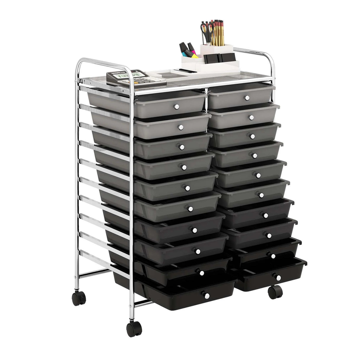 Costway 20 Drawer Rolling Storage Cart Tools Scrapbook Paper Office School Organizer Yellow