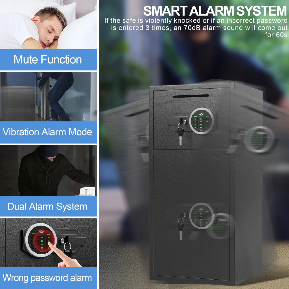 Silkight 6.5 Cu ft Home Safe Box - Fireproof  Depository Drop Safe with Backlit Keypad&Alarm System for Business Home