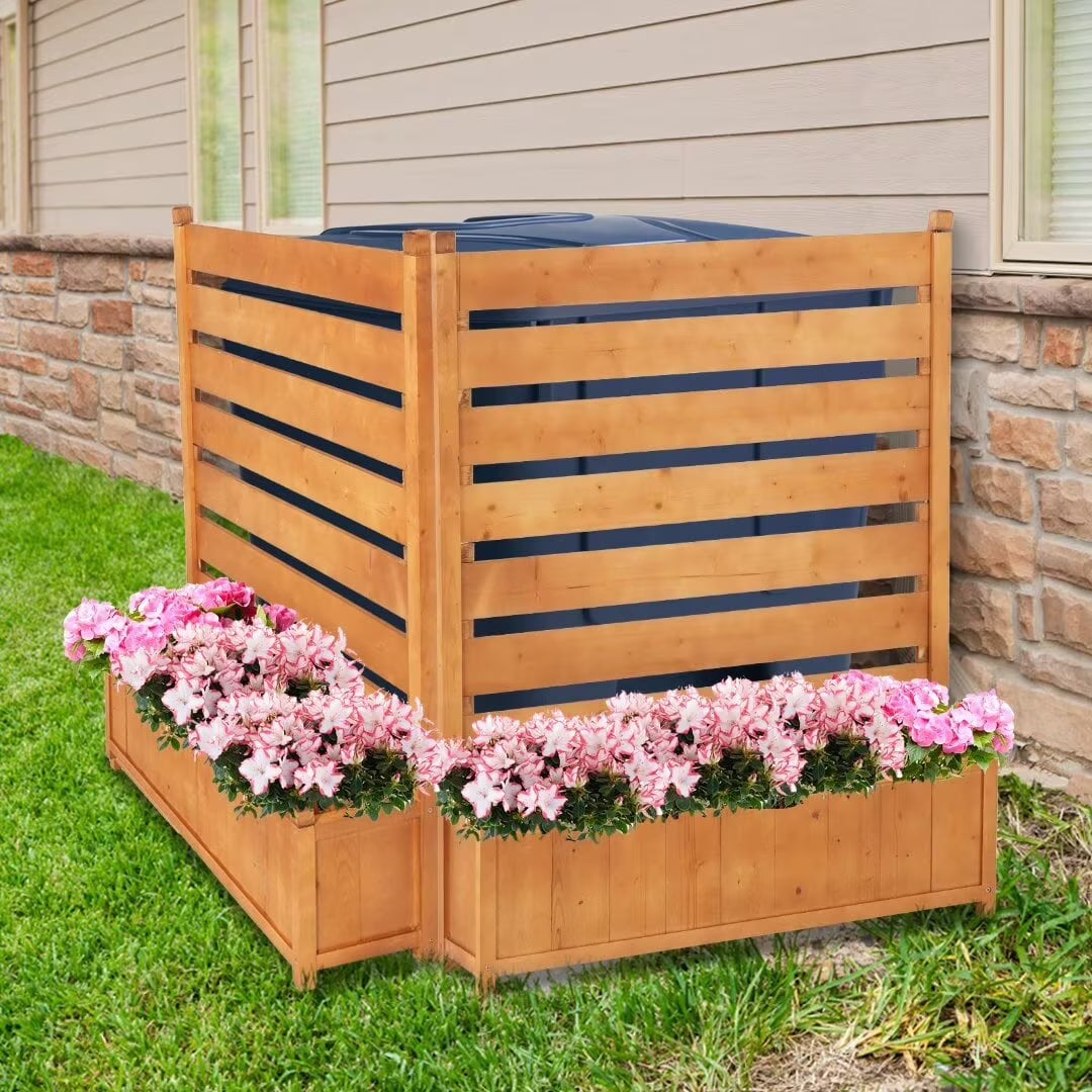 "NAIZEA Air Conditioner Fence, Pool Equipment Enclosure, Trash Can Enclosure, Metal Stake Wood Fence Panel 38"" W x 60"" H"