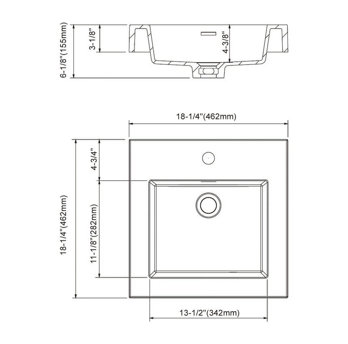 Dowell Topmount Bathroom Resin Basin 000 1818BP