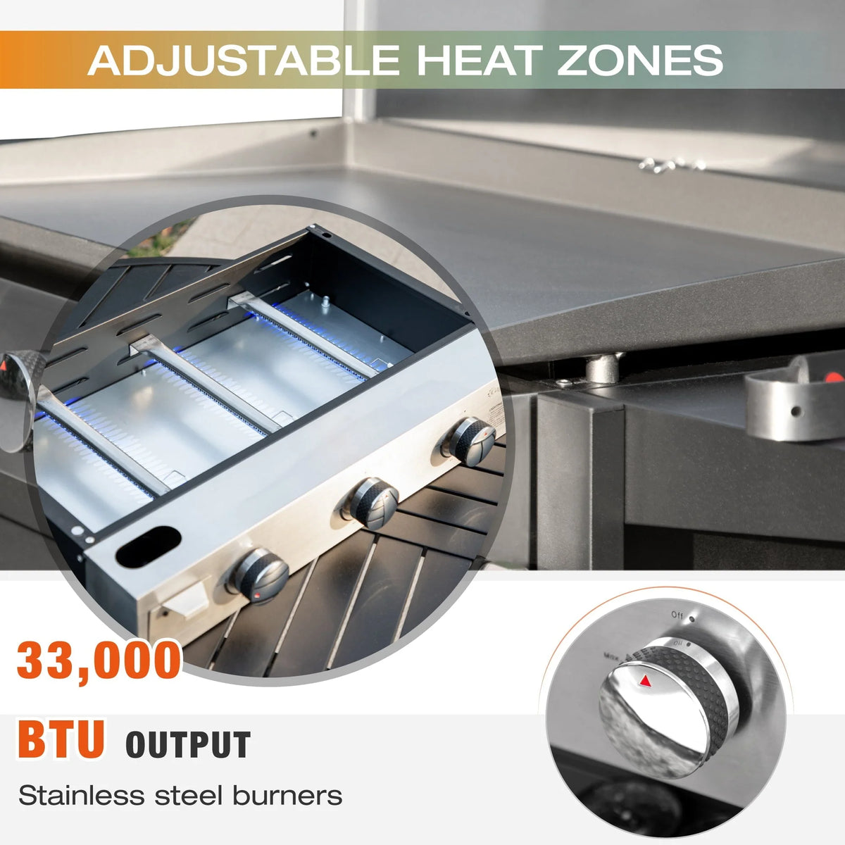 Sophia & William 3-Burners Gas Griddle Portable Flat Table Top BBQ Grill 33,000 BTU