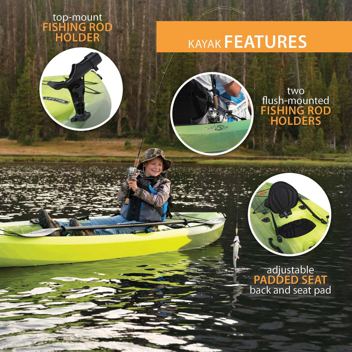 Lifetime Tamarack Angler 10 ft. Fishing Kayak, Volcano Fusion (91340)
