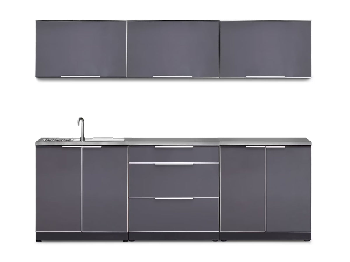 NewAge Products Outdoor Kitchen 7 Piece Cabinet Set in Slate Gray with Countertops