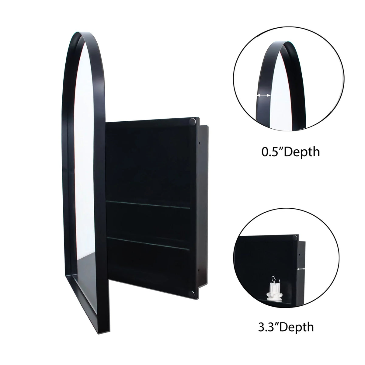 16x24 Inch Bathroom Mirror Cabinet with Adjustable Glass Shelves, Recessed Metal Framed Medicine Cabinet for Storage, Matte Gold