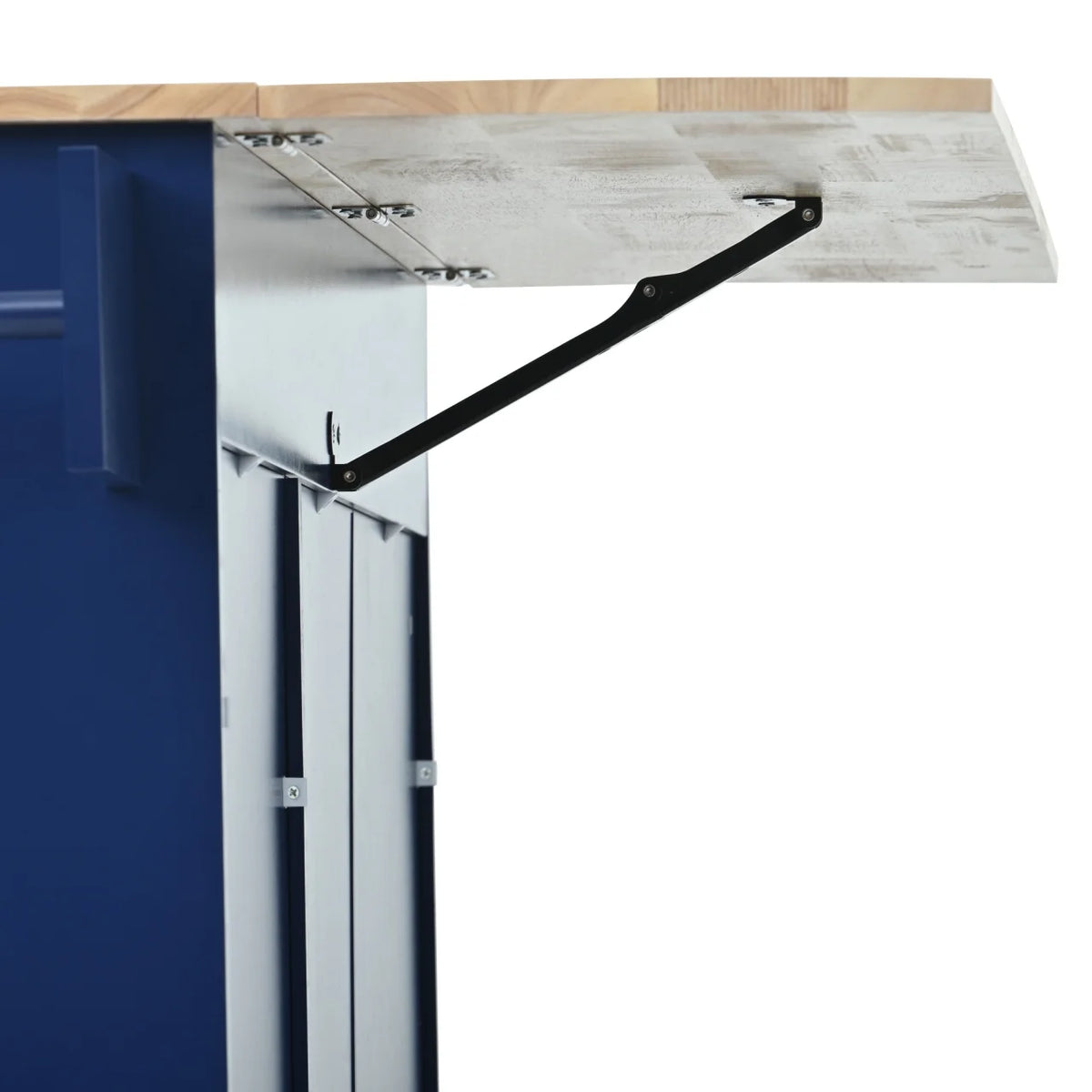 Kitchen Cart with Solid Wood Top and Drop Leaf Breakfast Bar, Rolling Mobile Kitchen Island with Storage, Spice Rack and Towel Rack, 52.7 Inch Width, Grey Blue