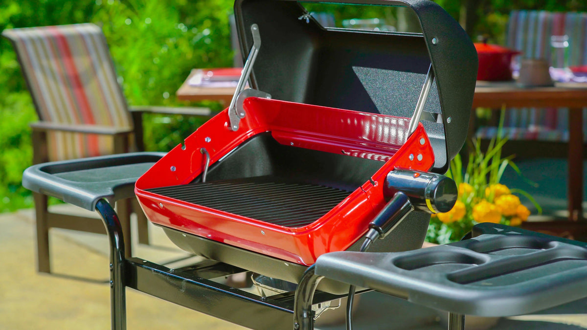 Americana Electric Cart Steel Grill with Polymer Side Tables
