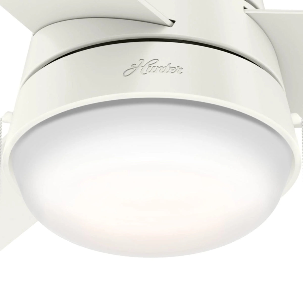 Hunter - Aker Indoor Ceiling Fan With Light, 36-inch, Fresh White, Modern-style, 3-speed WhisperWind Motor, 59301, for Living Rooms, Bedrooms
