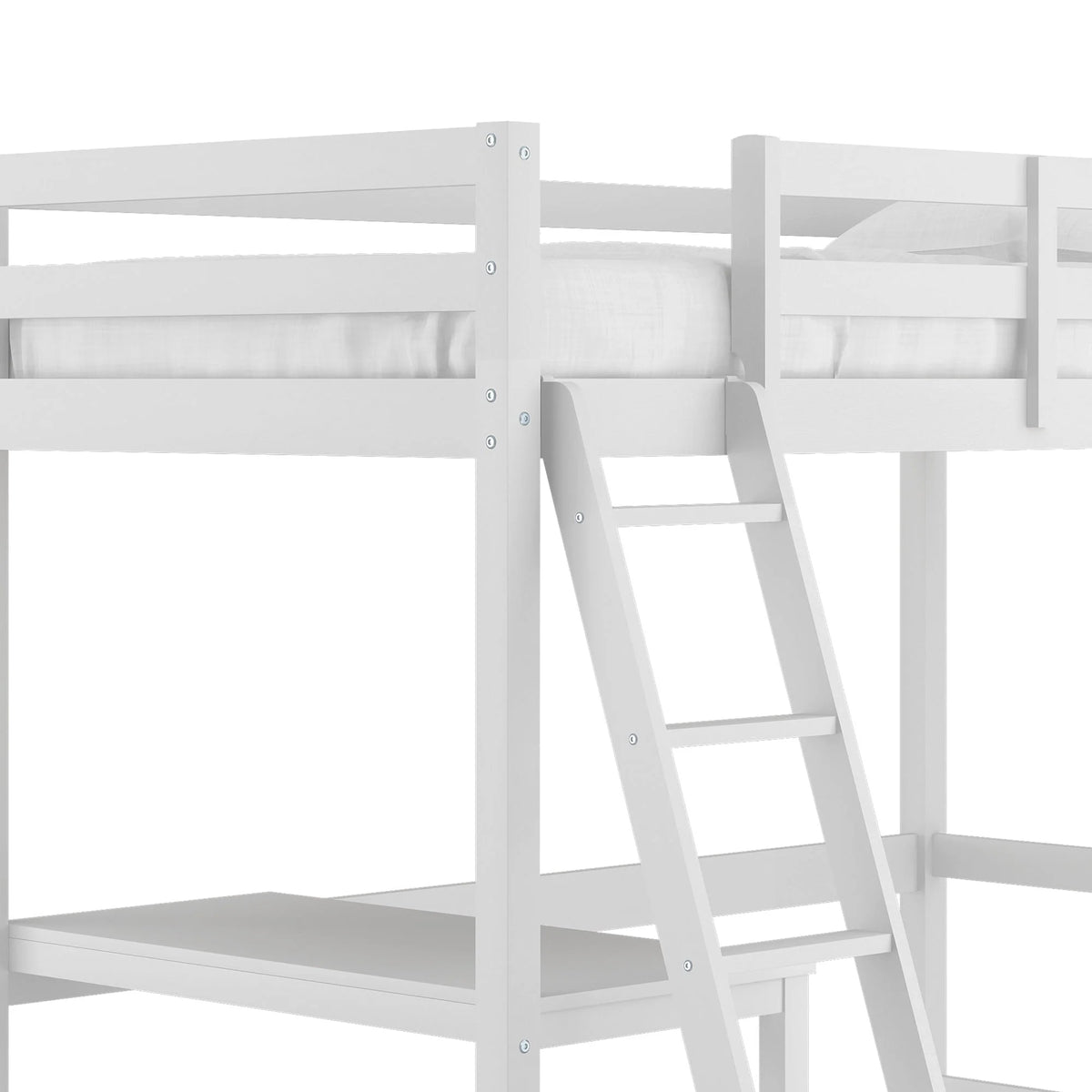 Hillsdale Campbell Wood Twin Loft Bunk Bed with Desk, White