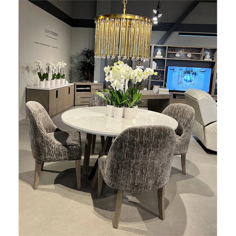 Pemberly Row Modern Dining 54" Round Wood Table in Gray Finish