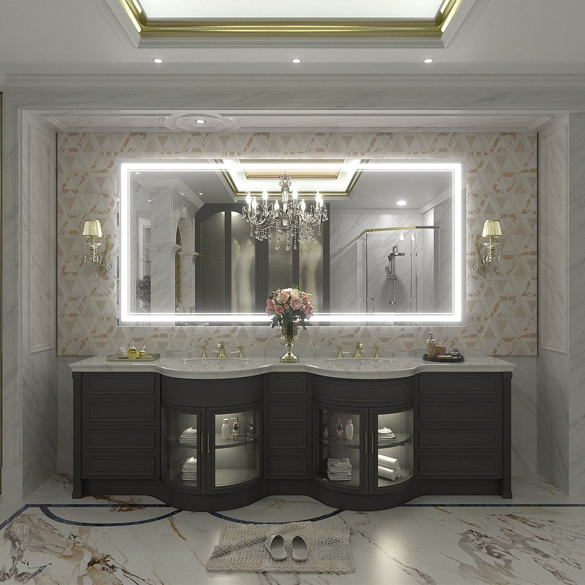Frameless Frontlit LED Anti-fog Bathroom Vanity Mirror 96x36 inch