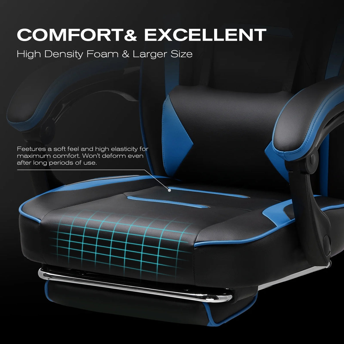 GTPLAYER Gaming Chair with Footrest, Big and Tall Game Chair 350lb Racing Style Computer Chair, Ergonomic Executive Office Chair High Back with Lumbar Support and Recliner, Black