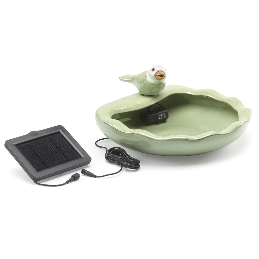 Smart Solar Black Clay Ceramic Bird Solar Fountain