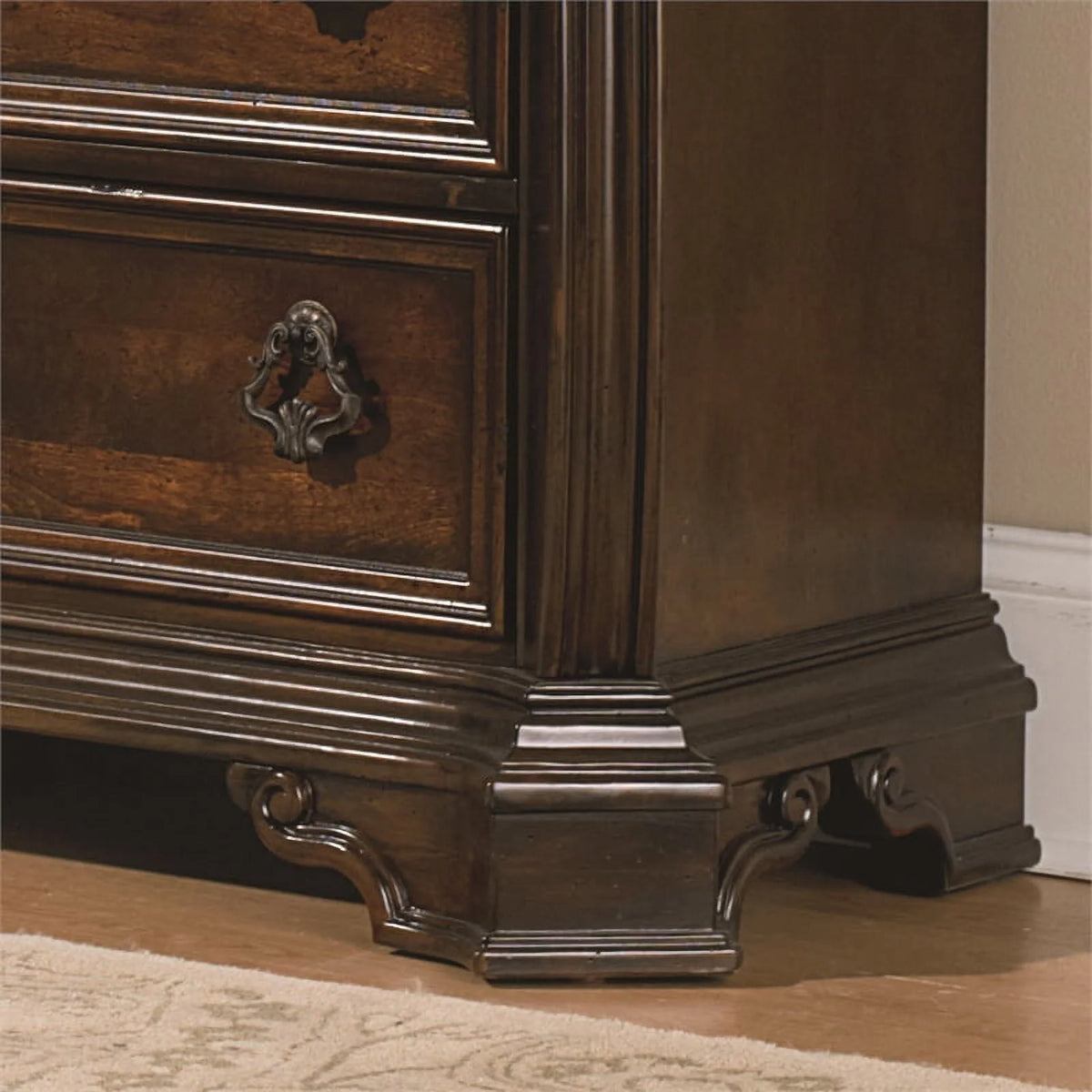 Home Square 2-Piece Set with Night Stand and King Sleigh Bed in Mahogany