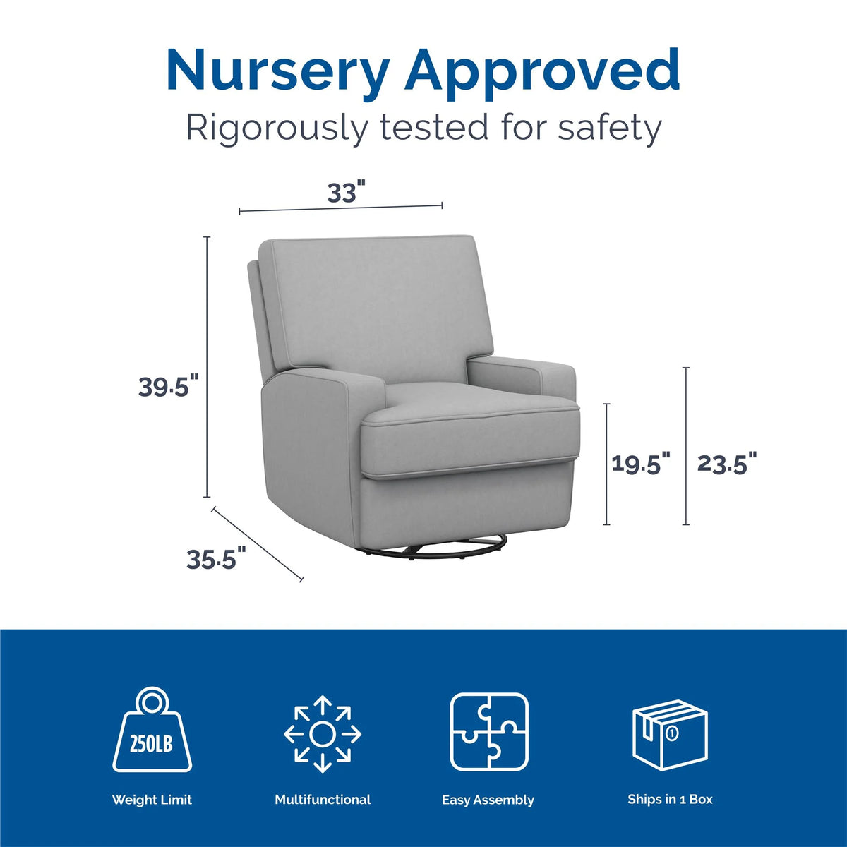 Baby Relax Rylan 4-in-1 Swivel Glider Rocker Recliner Chair