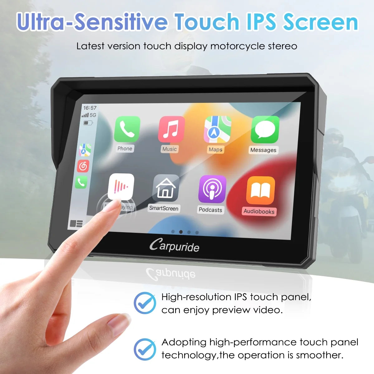 Carpuride Carplay & Android Auto��IP67 Smart Screen for  Motorcycle Stereo, Light Sensor��702�� ?