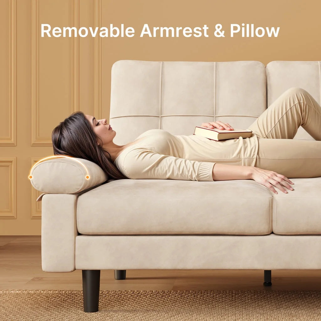 Aiho 82" L Modern Sofa, L-shaped Sofa with 3 Comfortable Pillows for Living Room, Apartment, Studio, Office - Dark Grey