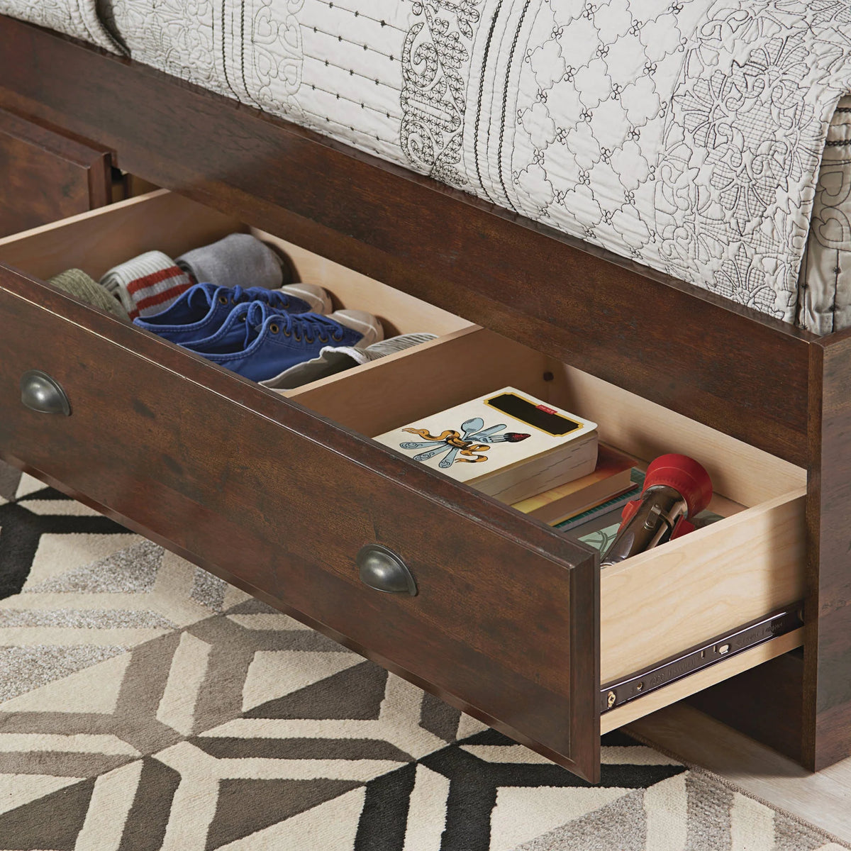 Better Homes and Gardens Leighton Mates Kid's Storage Bed, Twin, Rustic Cherry