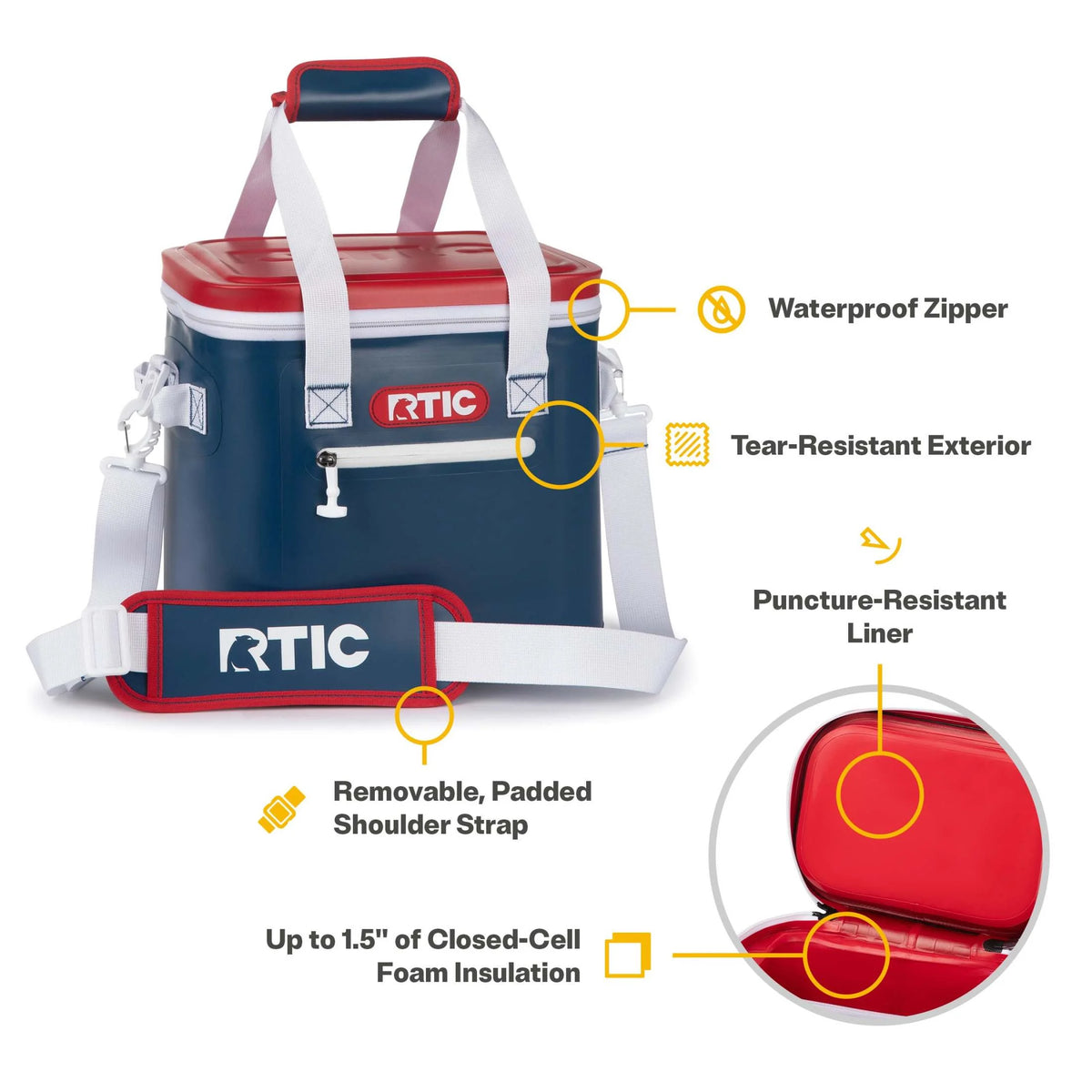 RTIC 12 Can Ultra-Tough Soft Cooler, 10 Qt, Leakproof, Waterproof Zipper,  Black