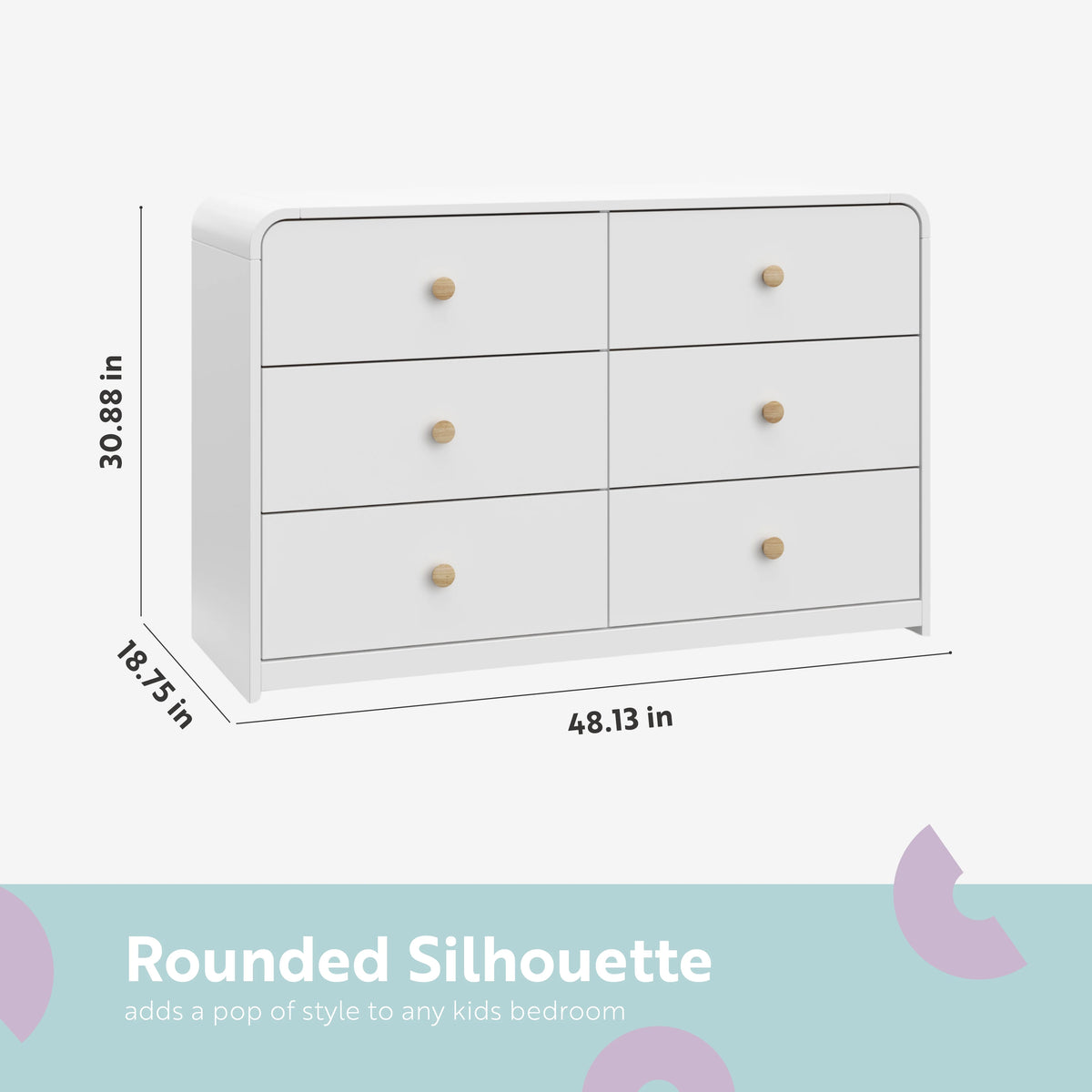 Storkcraft Santos 6 Drawer Nursery Double Dresser, White