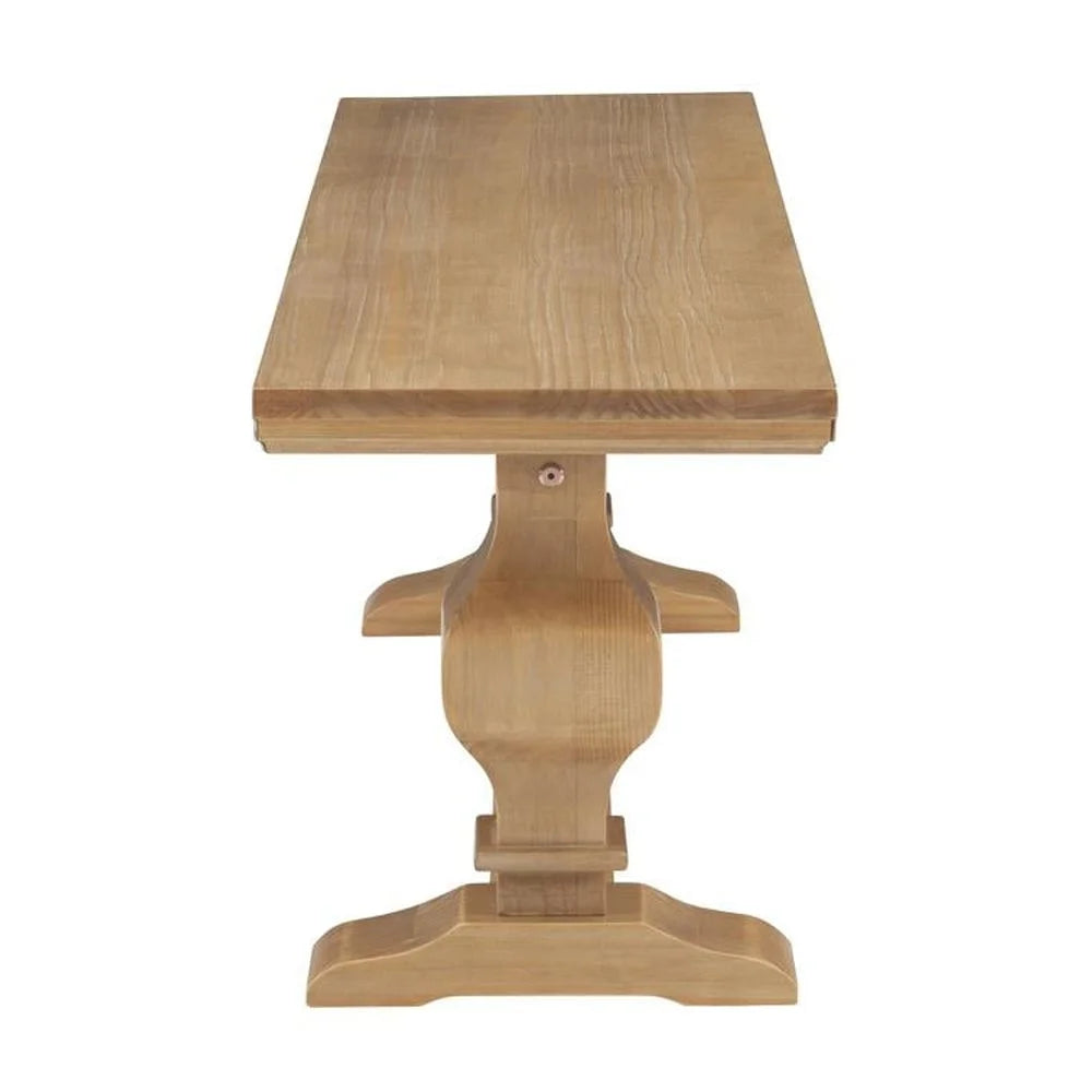 Linon Larson Solid Pine Wood Double Pedestal Bench in Rustic Honey Brown