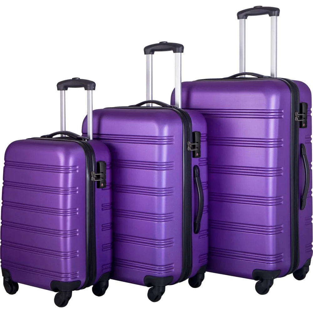 Tcbosik Luggage Sets, 3 Piece Set Hardside Suitcases with Spinner Wheels, 20/24/28 Travel Luggage Lightweight, Dark Blue