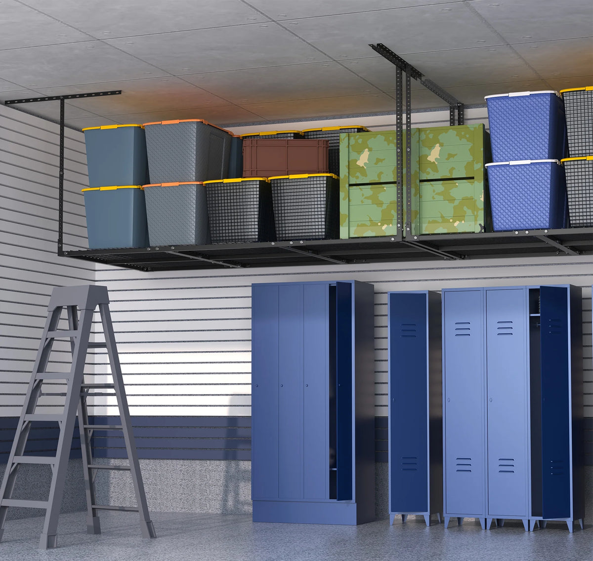 3 x 6FT Overhead Garage Storage Rack,Adjustable Ceiling Storage Racks,Garage Shelving Heavy Duty Storage Organizer System,500Lbs Weight Capacity(Black)