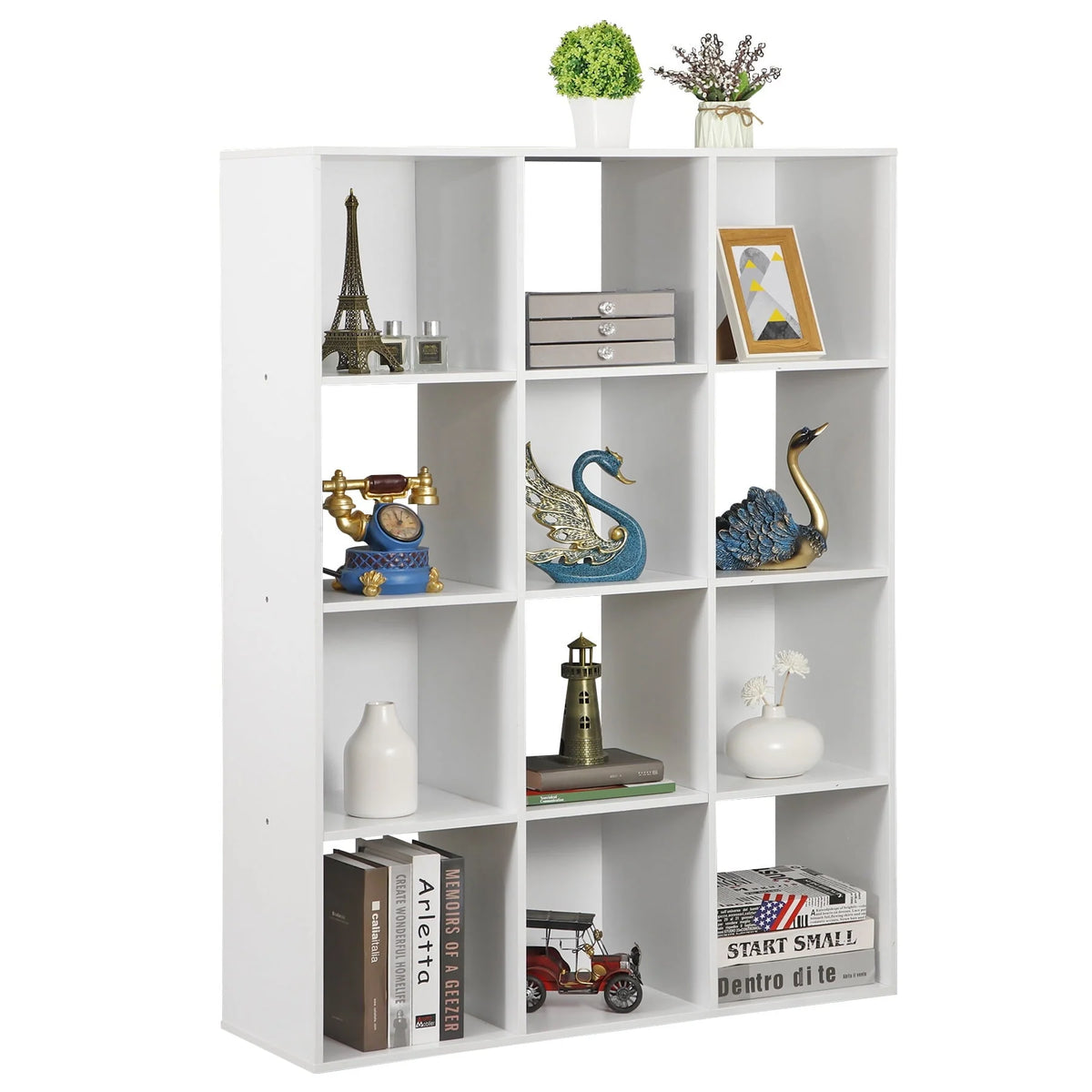 ZENSTYLE 12 Cubes Storage Shelves Organizer Bookshelf Display Cabinet for Home Office White