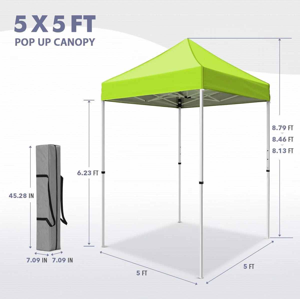 INTER HUT 5x5 Outdoor Pop up Canopy Gazebo, Instant Easy Set up Outdoor Canopy Commercial Fair Shelter, Beige