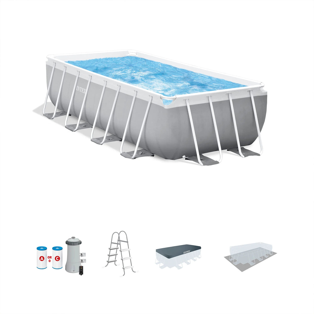 Open Box Intex 16' x 42" Prism Frame Rectangular Above Ground Swimming Pool Set