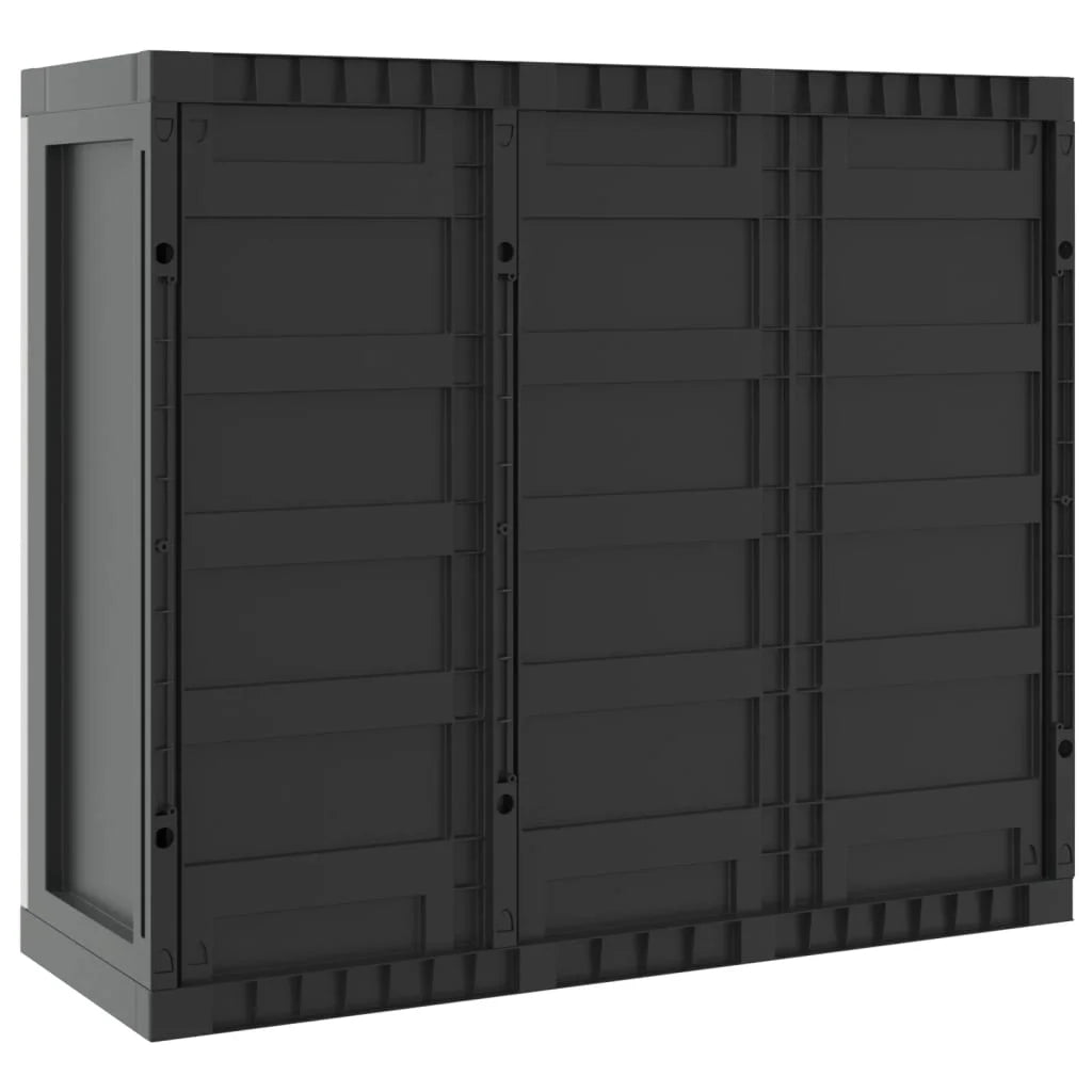 vidaXL Outdoor Storage Cabinet Black 25.6"x14.6"x33.5" PP