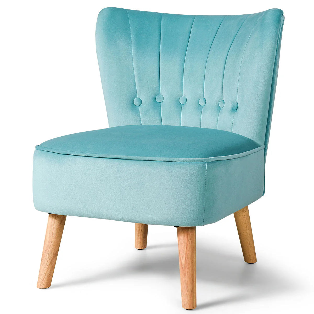 Costway Armless Accent Chair Tufted Velvet Leisure Chair Single Sofa Upholstered Green