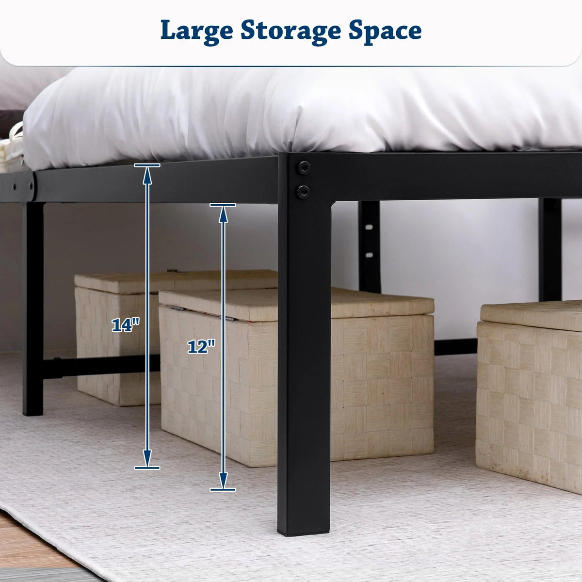 Lusimo 14 inch Twin Bed Frame No Box Spring Needed Heavy Duty Metal Platform Bed Frame Twin Size Anti Slip Support Easy Lock Assembly, Black