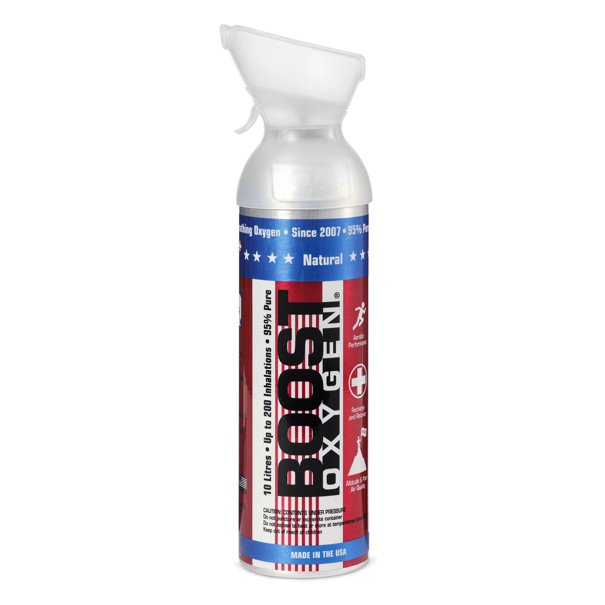 6 Pack 10L Boost Oxygen Stars/Stripes Pure Canned Oxygen Canister, Natural