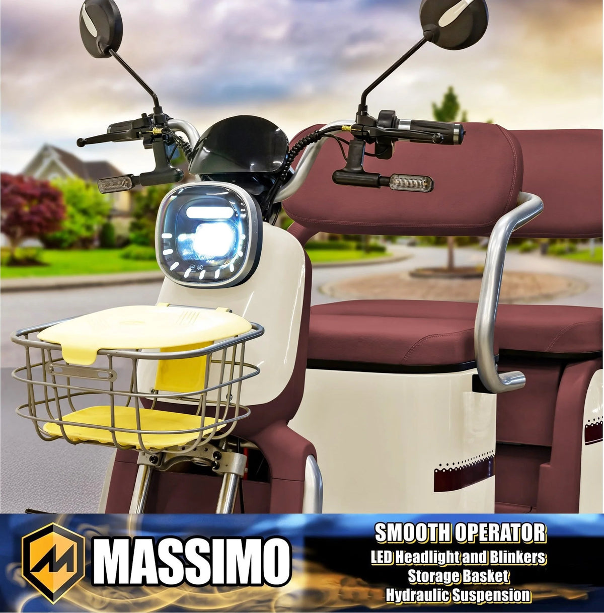 Massimo MGC E-Trike 3-Wheel Electric Cart �C 17 MPH, 2-Seater Adult Scooter �C Blue