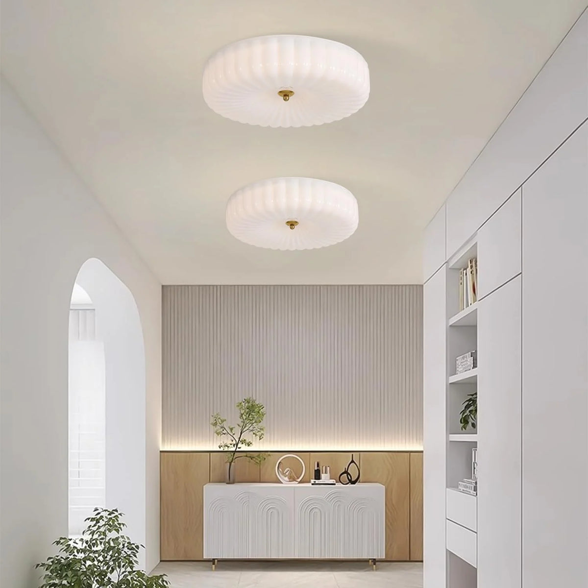 KCO Lighting Mid Century Modern LED Ceiling Lights Mint Green Glass Ceiling Lamp Large Hallway Ceiling Light