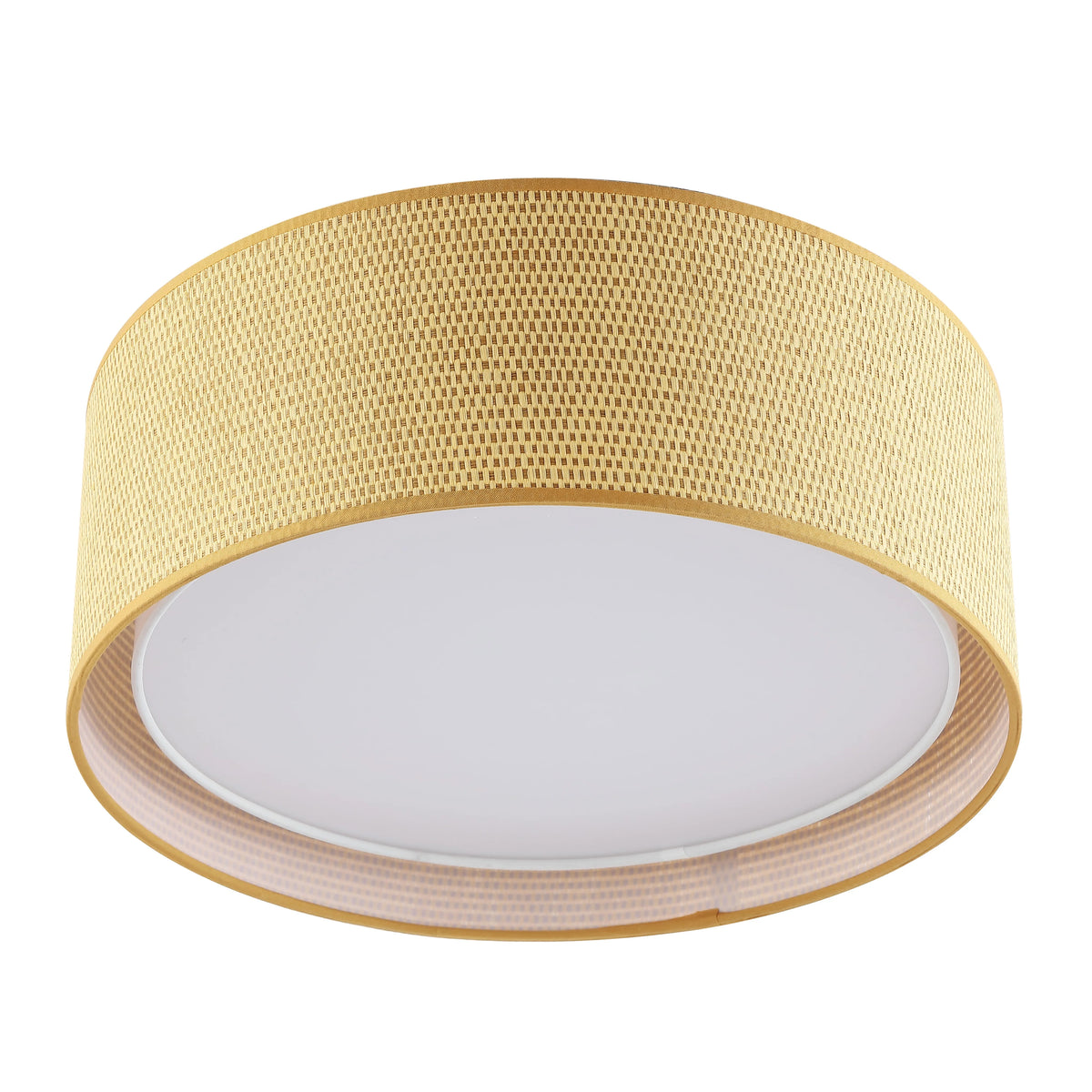 LEDET 15.7 in. Yellow Flush Mount Ceiling Light Rattan Weaving Shade Home Decor Pendant Lighting