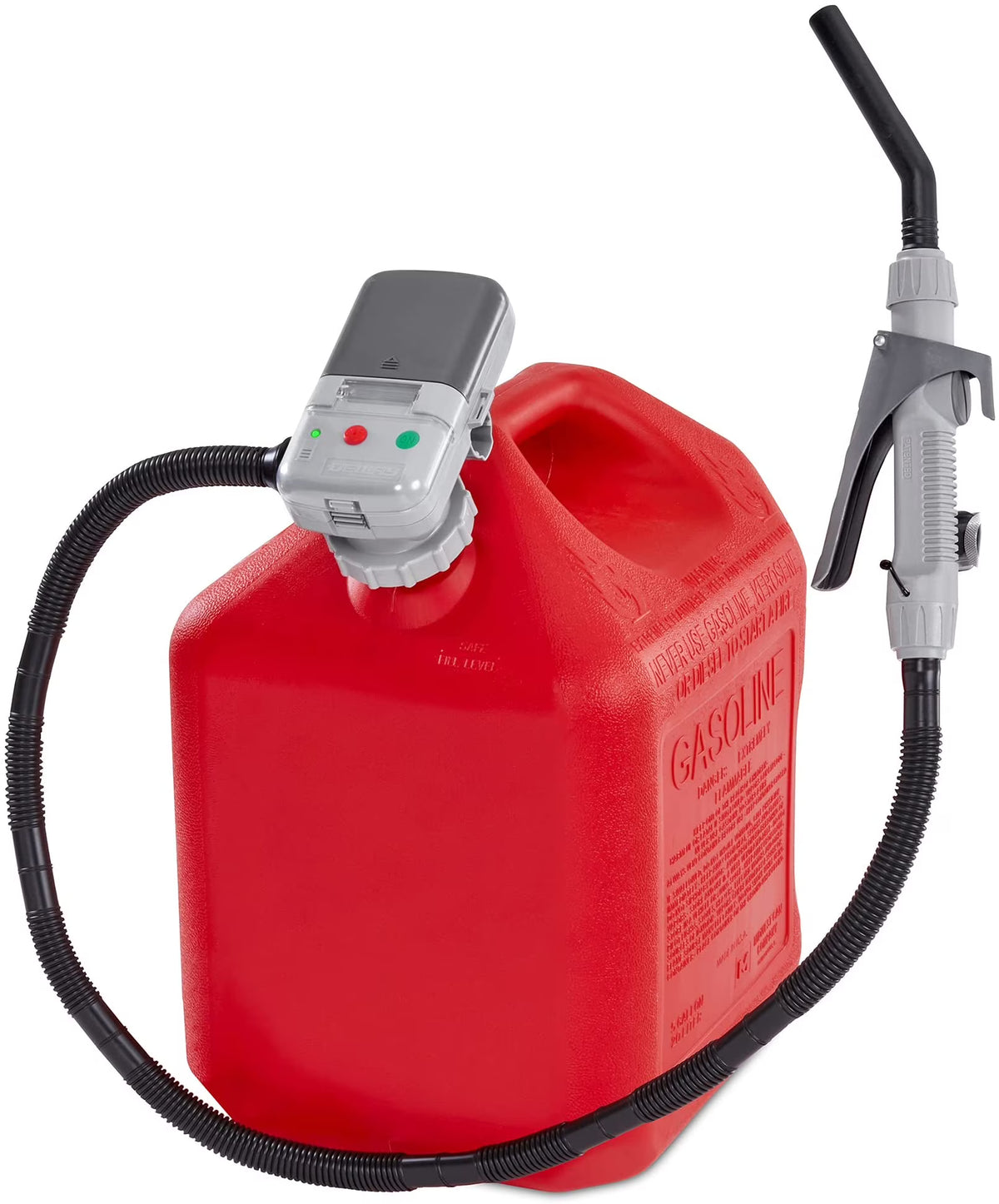 Deway Automatic Fuel Transfer Pump with Nozzle for Quick Flow Control & Stop, Advanced Adapter Fits All Size Gas Cans, Extra Long Hose, Portable Liquid Pump for Gasoline, Diesel Fuel & More