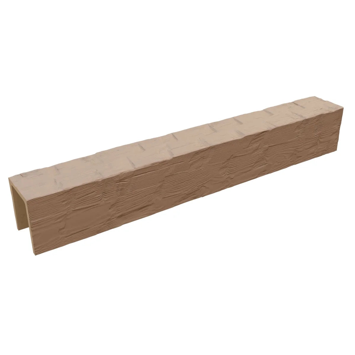 Ekena Millwork 3 1/2"W x 3 1/2"H x 120"L 3-Sided (U-Beam) Reclaimed Axed Cut HeritageTimber Faux Wood Ceiling Beam, Kona Brown