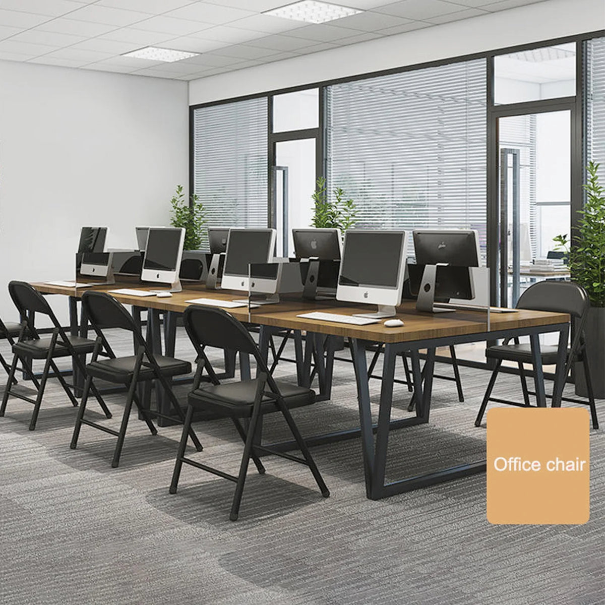 SUGIFT Metal Folding Chairs with Padded Seats, 6 Pack, Black